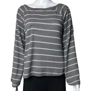 William Rast Horizontal Striped Knit Sweater Top Blue & Pink Size Medium